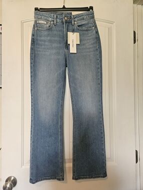 Calvin Klein Women's Icy Brook High Rise Flare Crop Jeans
